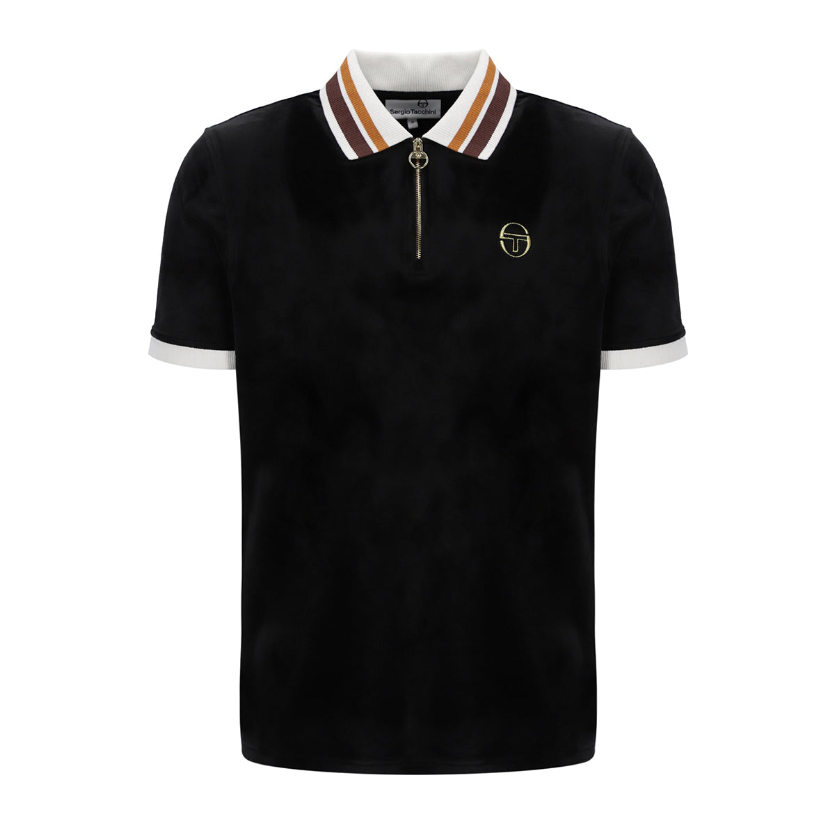 SERGIO TACCHINI MAHONY VELOUR ZIP POLO BLACK/GOLD