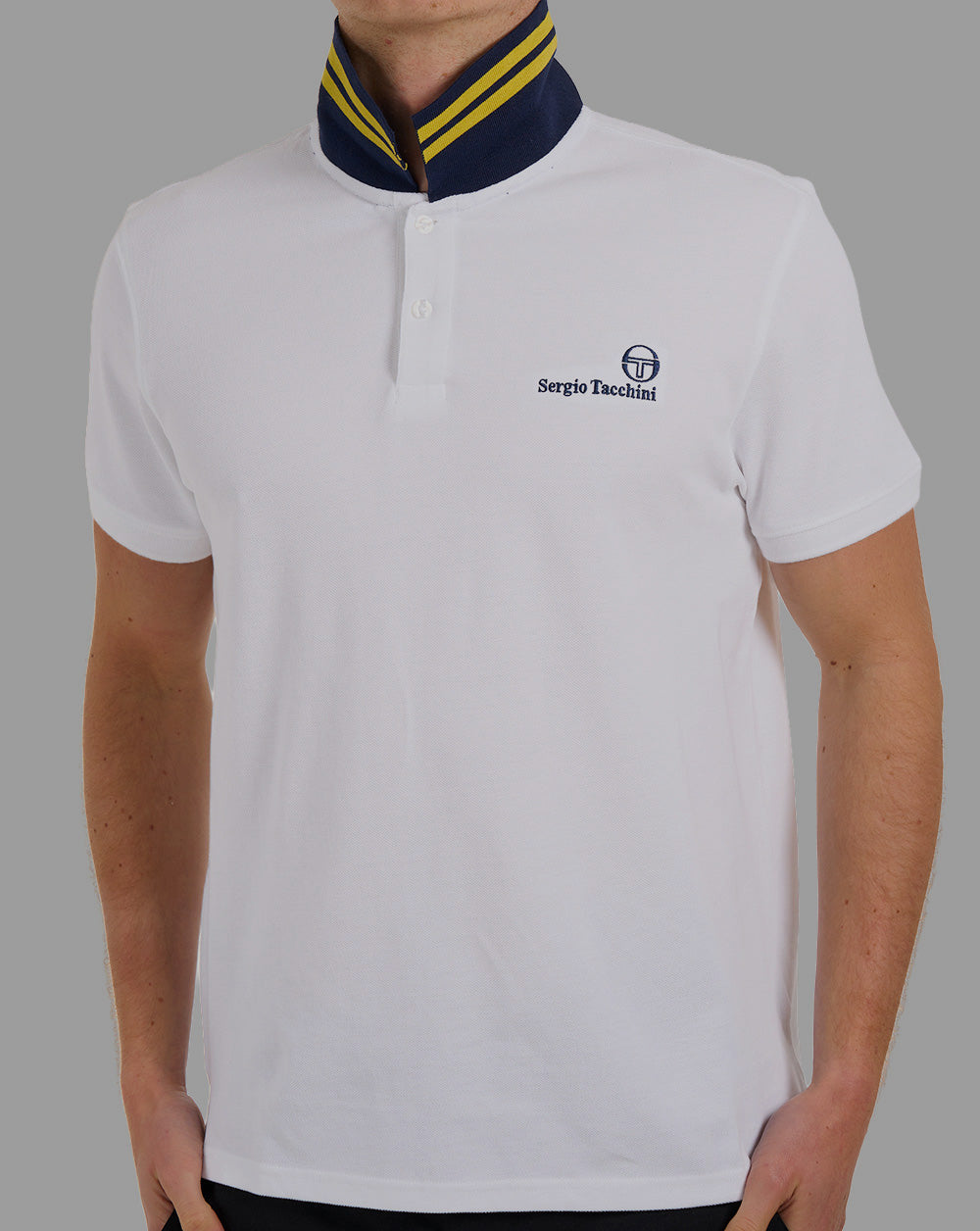 SERGIO TACCHINI BONDI POLO T-SHIRT WHITE/MARITIME BLUE/MINT