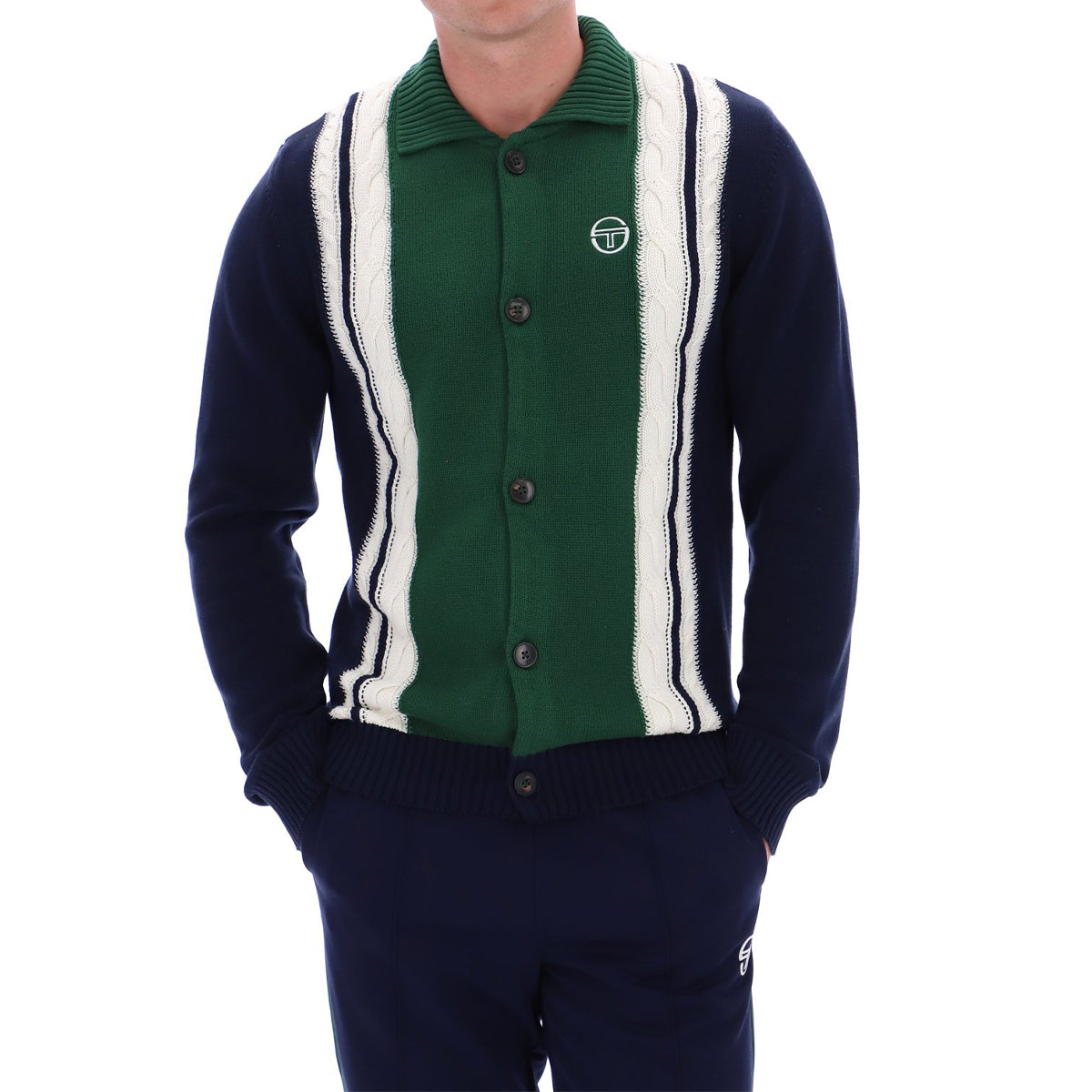 SERGIO TACCHINI BRUNI KNIT CARDIGAN NAVY/GREEN