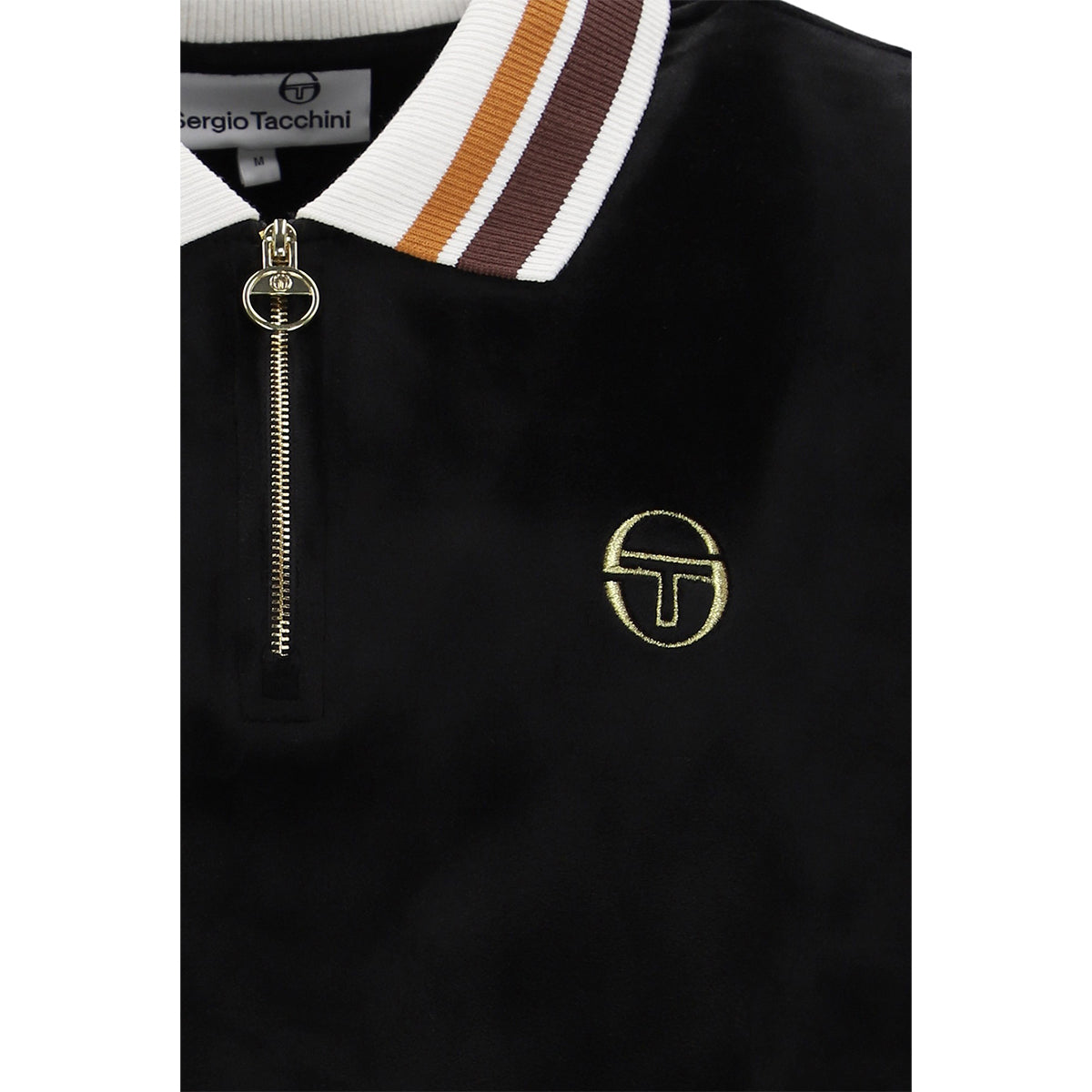 SERGIO TACCHINI MAHONY VELOUR ZIP POLO BLACK/GOLD