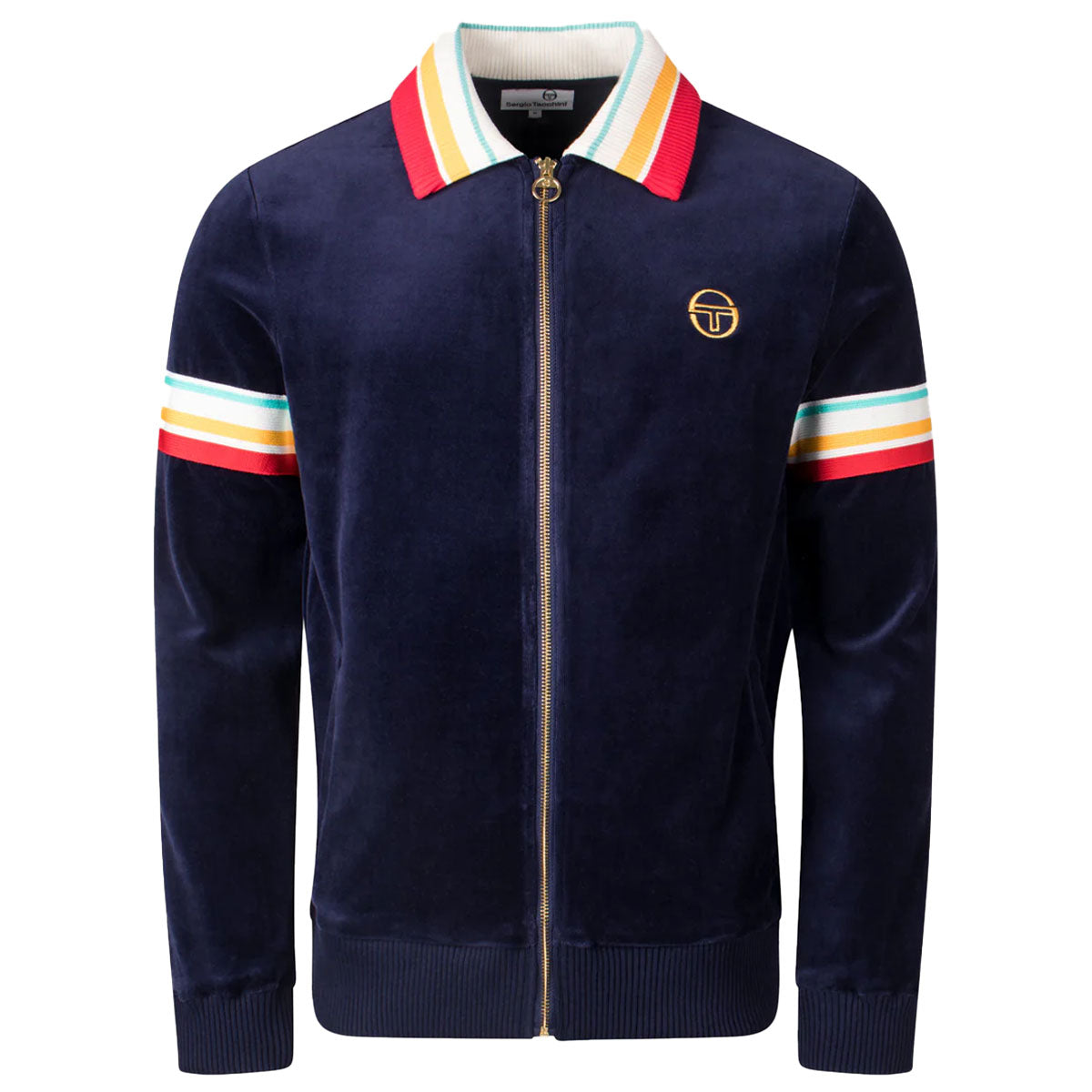 Sergio Tacchini Slice Velour Zip Up Track Top Maritime Blue/Gold