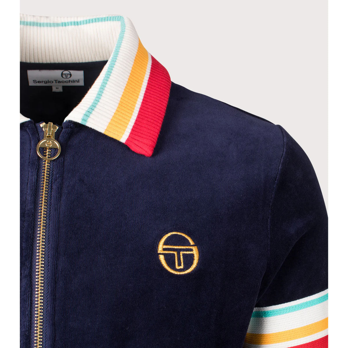 Sergio Tacchini Slice Velour Zip Up Track Top Maritime Blue/Gold