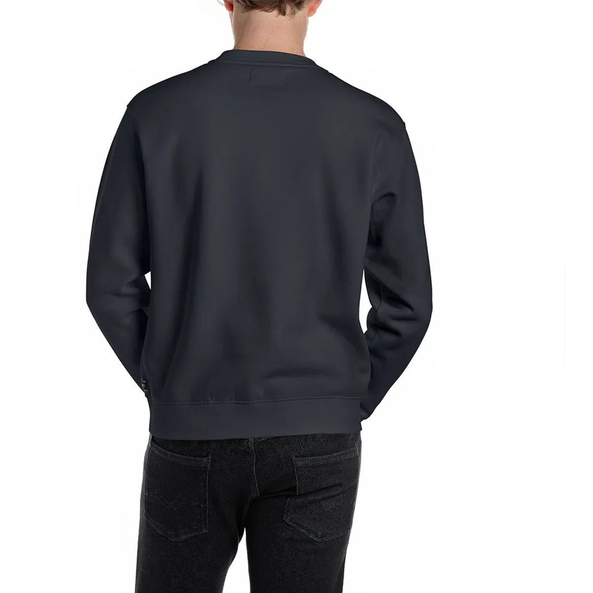 REPLAY Men's Small Logo Navy Crew Sweatshirt M3102 - Navy