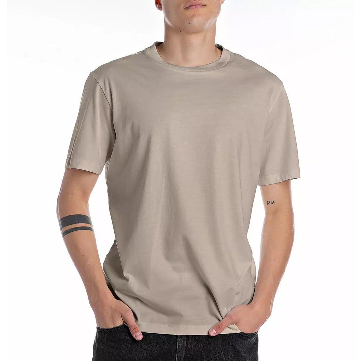 REPLAY Men's Small Logo Stone T-Shirt M3097 - Stone