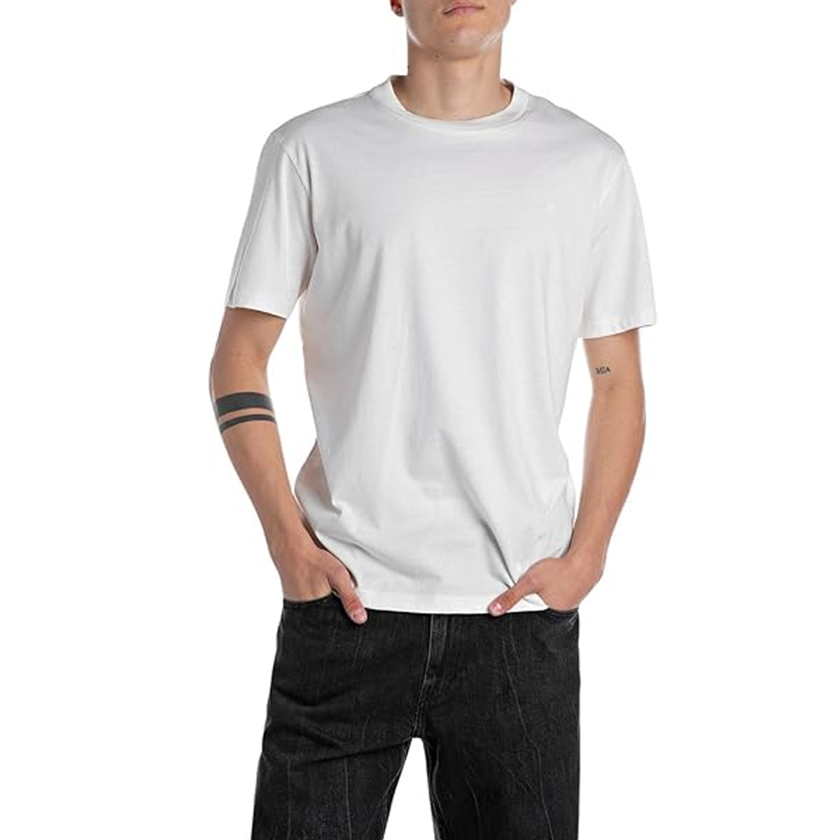 REPLAY Men's Small Logo White T-Shirt M3097 - White