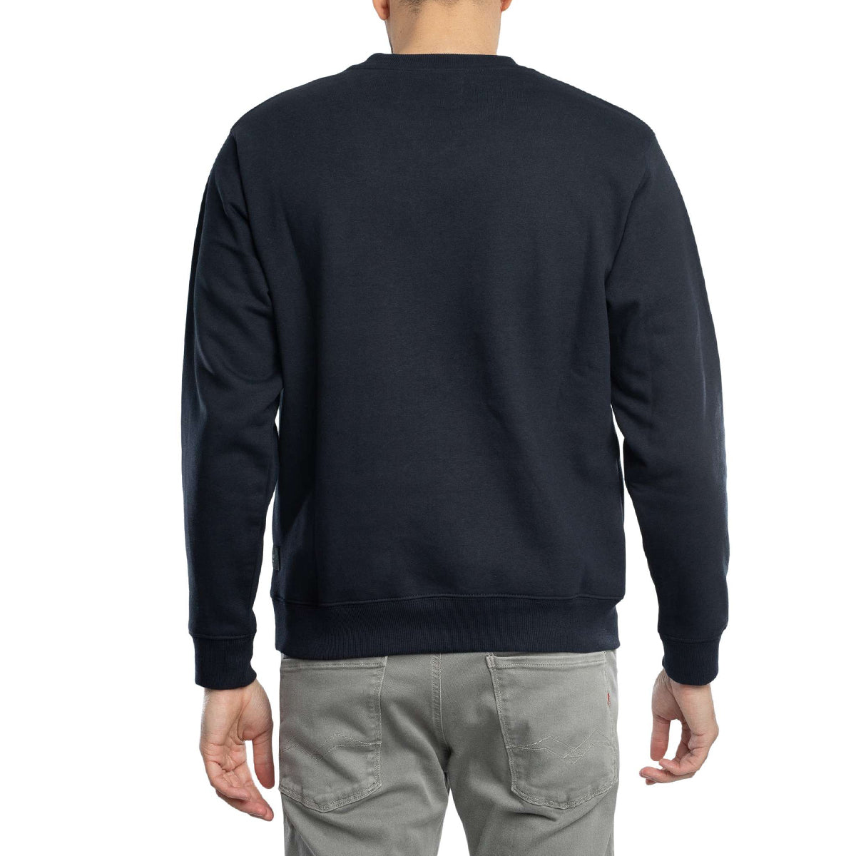 REPLAY Men's Small Logo Black Crew Sweatshirt M3102 - Black