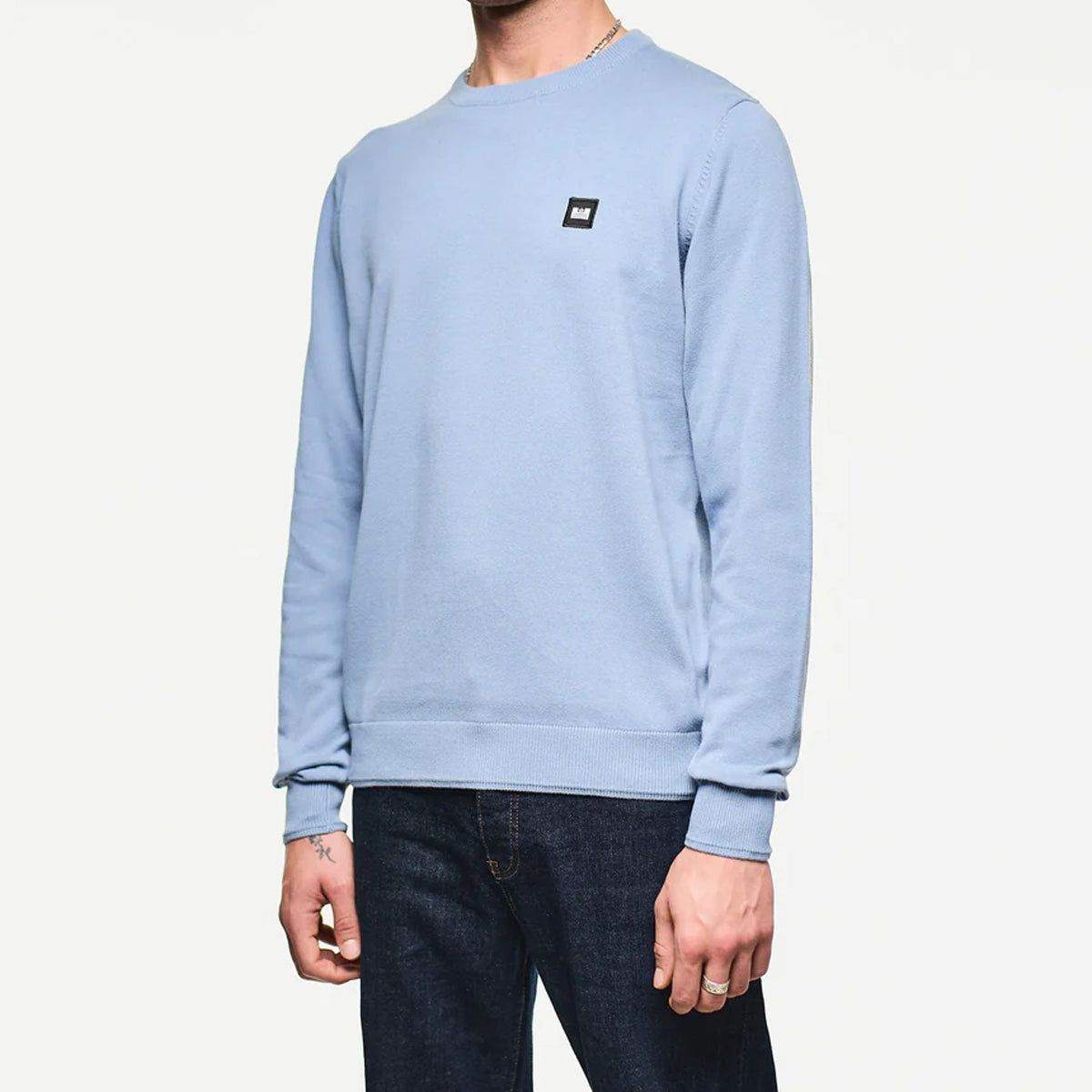 WEEKEND OFFENDER	SOLACE FINE GAUGE CREW NECK BLUE SHADOW SWEATER