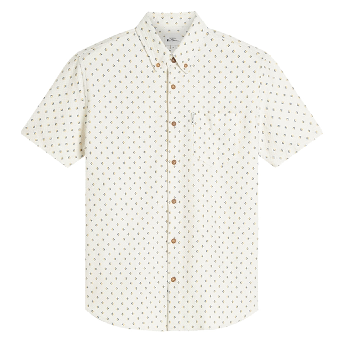 BEN SHERMAN SPLIT GEO IVORY SHORT SLEEVE SHIRT