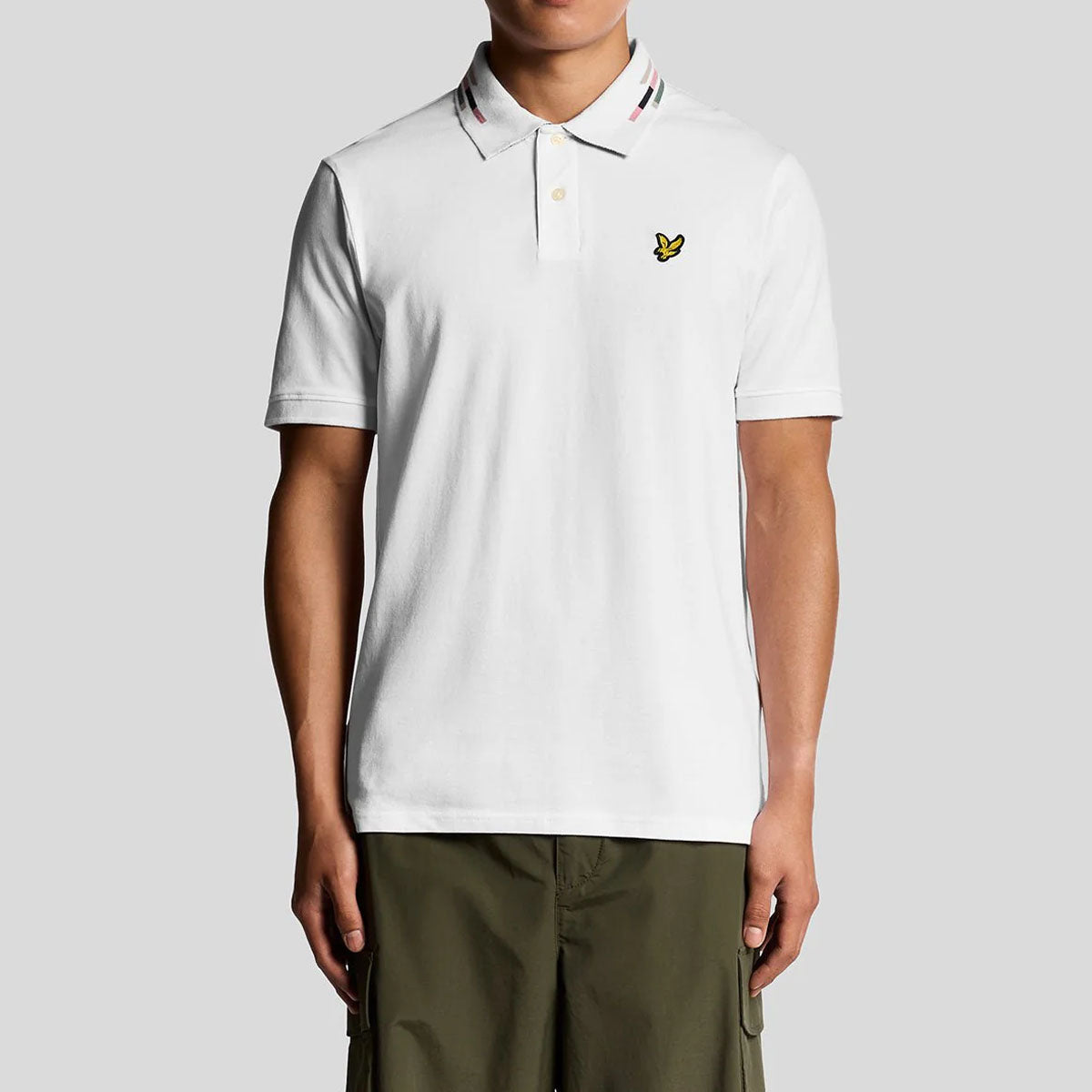 LYLE & SCOTT STRIPED TIPPED WHITE/NAVY POLO T-SHIRT SP2301V