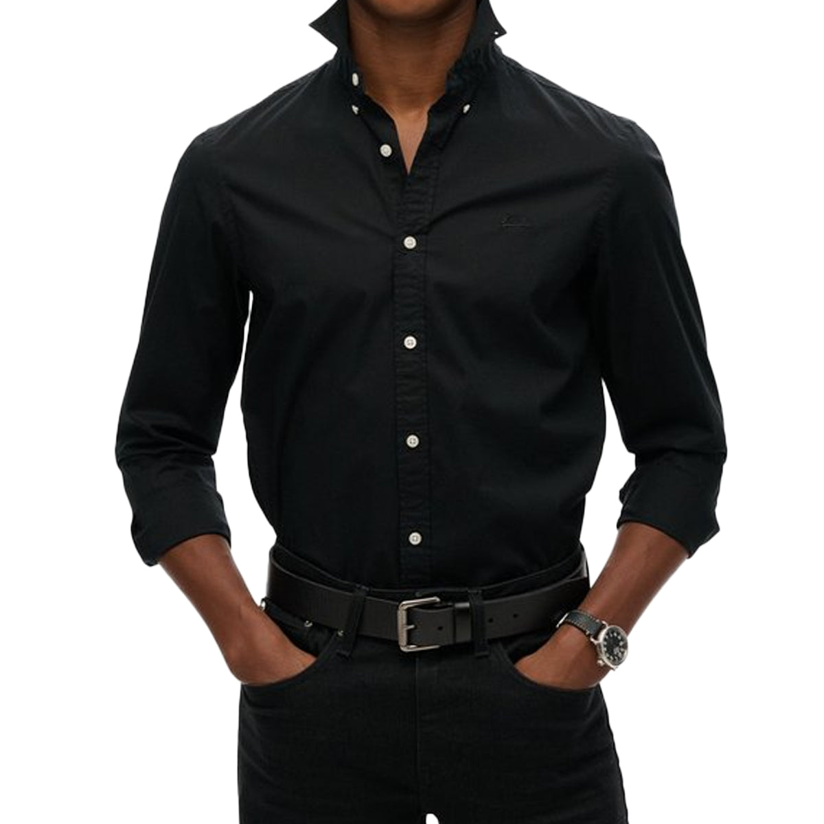 Superdry Essentials Tailored Lite L/S Shirt Black 02A