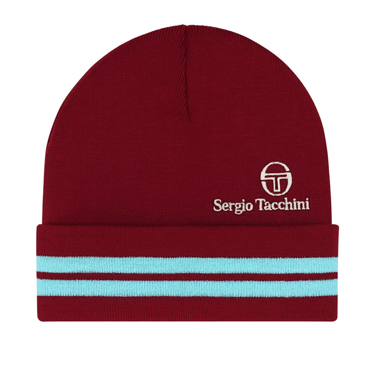 SERGIO TACCHINI SURGIS JAQUARD STRIPED TURN UP BEANIE CLARET/BLUE