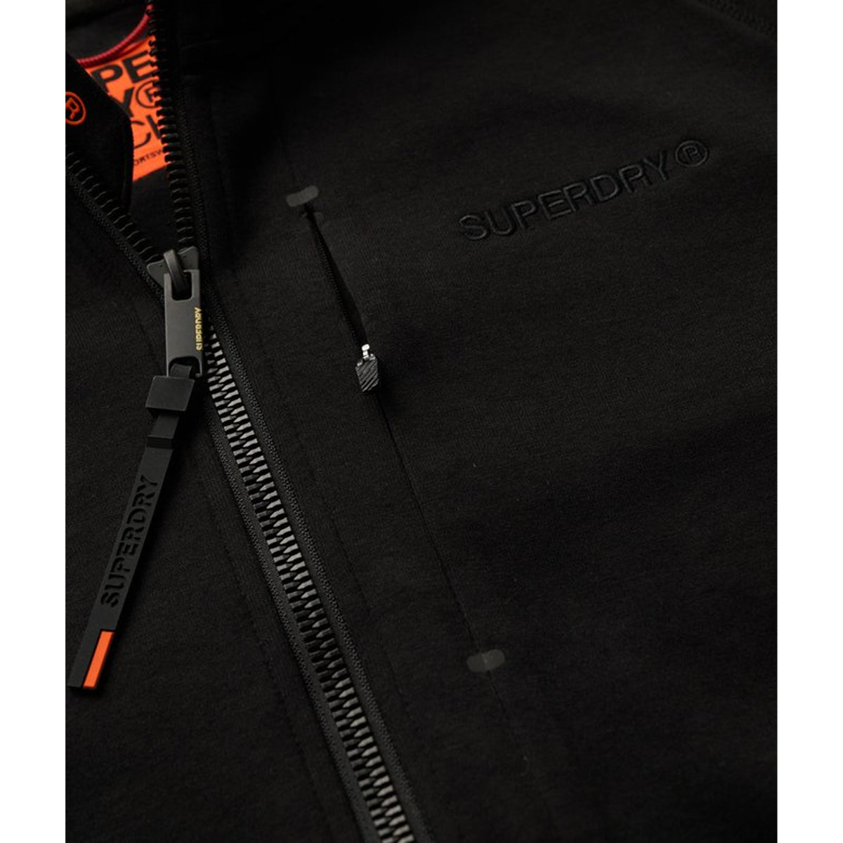 SUPERDRY TECH LOGO LOOSE ZIPHOOD BLACK
