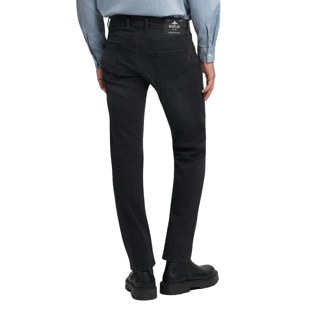 GROVER POWER STRETCH STRAIGHT JEANS BLACK WASHED MA972 103 C36