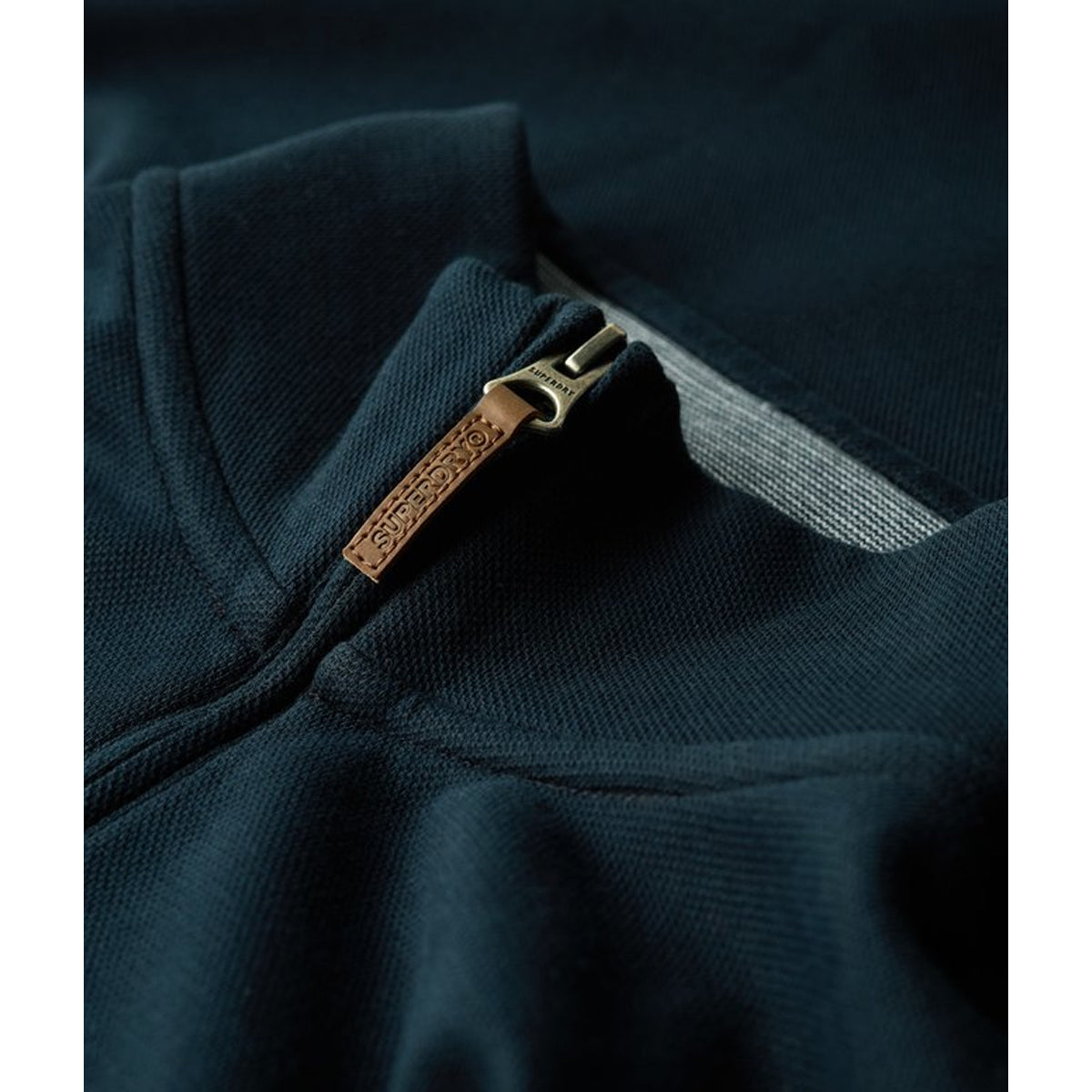 SUPERDRY ESSENTIAL PIQUE HALF ZIP SWEATSHIRT ECLIPSE NAVY 98T