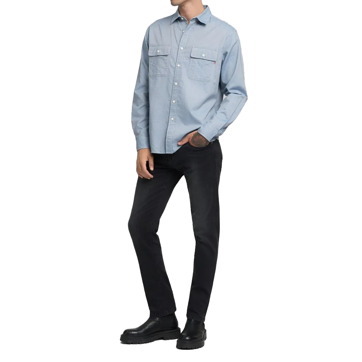 GROVER POWER STRETCH STRAIGHT JEANS BLACK WASHED MA972 103 C36