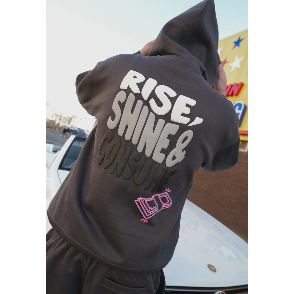 FRESH FLAVOURS RISE CHARCOAL HOODIE