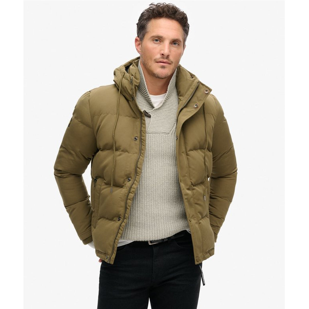 EVEREST SHORT HOODED PUFFER KHAKI 03O