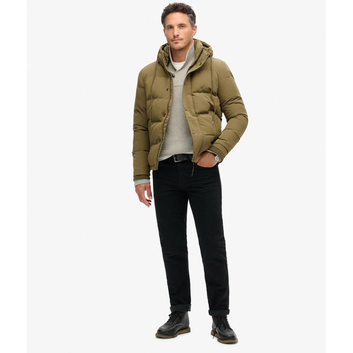 EVEREST SHORT HOODED PUFFER KHAKI 03O