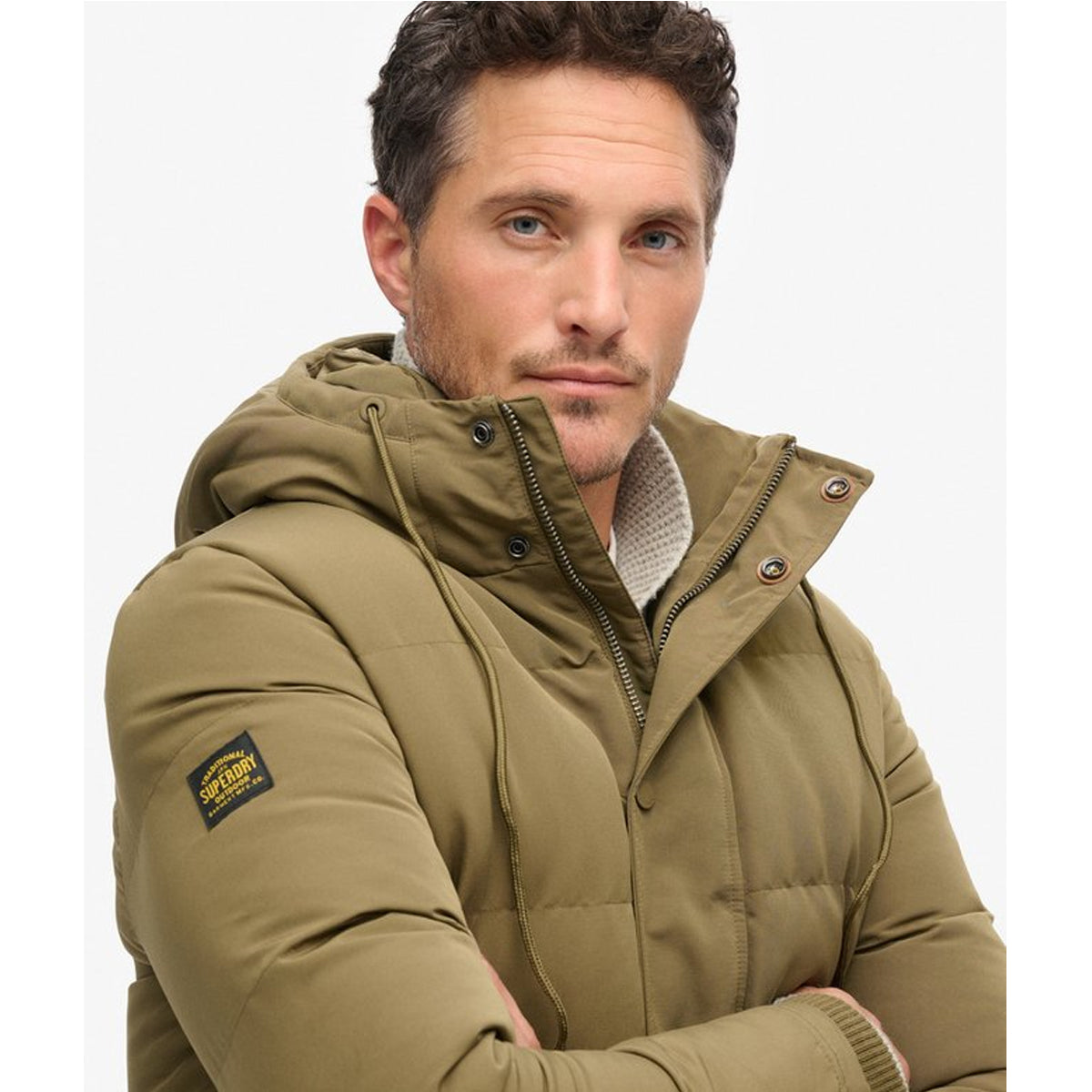 EVEREST SHORT HOODED PUFFER KHAKI 03O