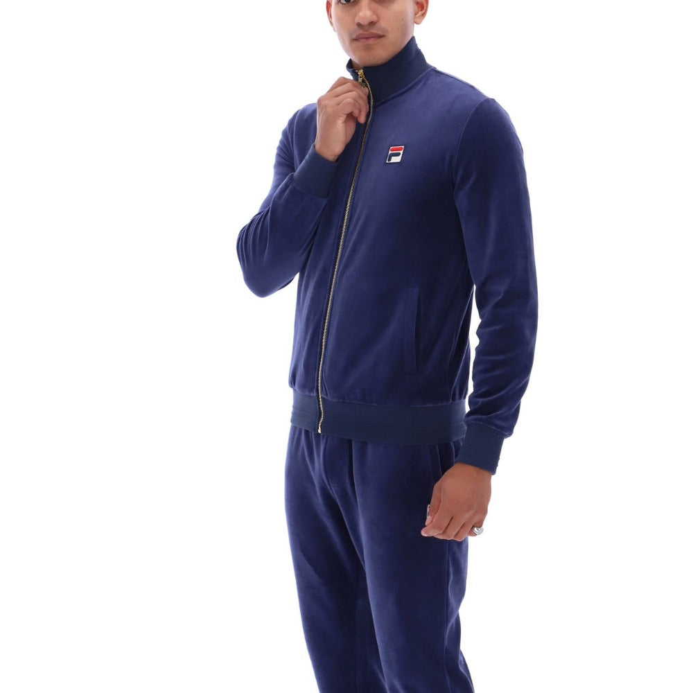 FILA NERO 2 VELOUR TRACK JACKET NAVY BLUE