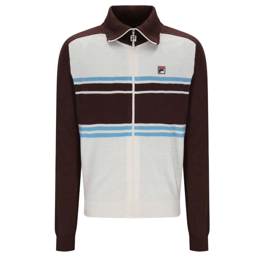 FILA LENA FULL ZIP KNITTED FUNNEL NECK JUMPER GARDENIA/FUDGE/AZORE BLUE