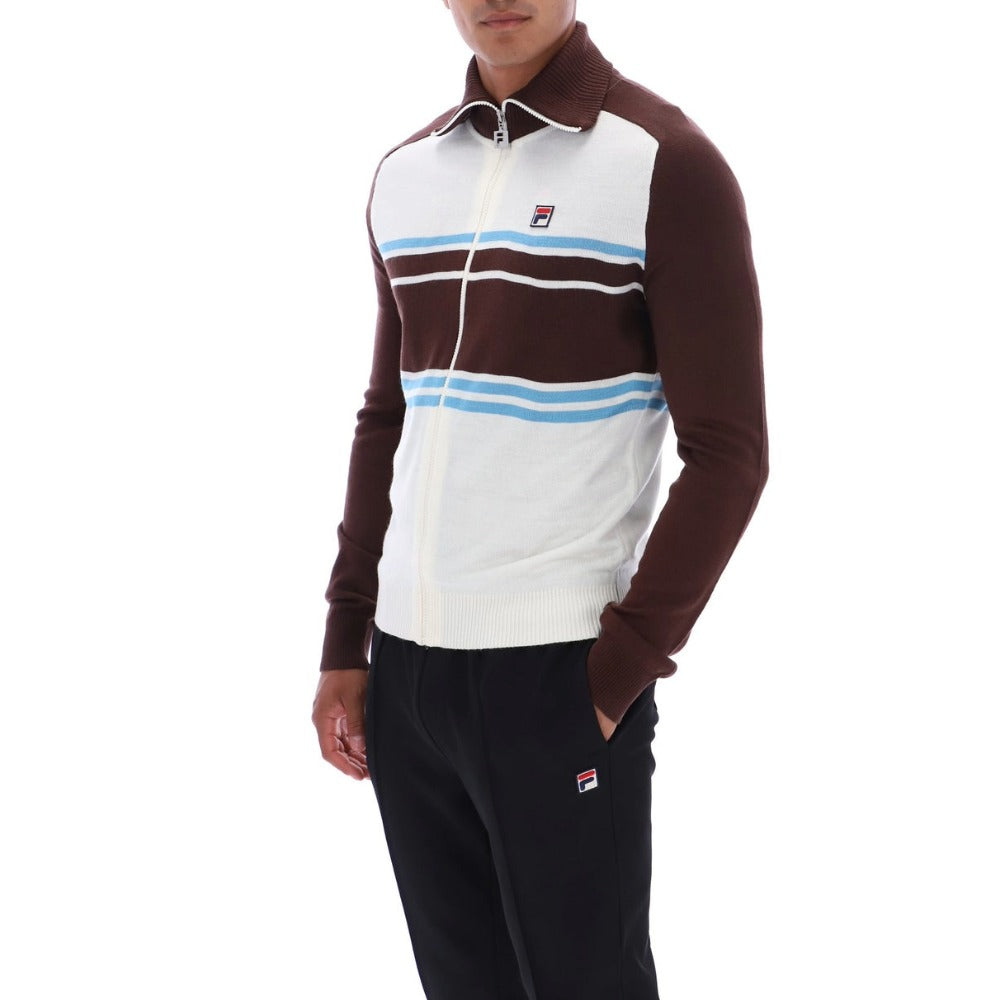 FILA LENA FULL ZIP KNITTED FUNNEL NECK JUMPER GARDENIA/FUDGE/AZORE BLUE