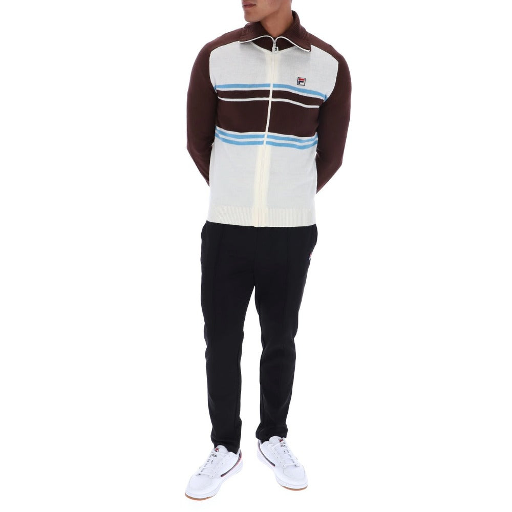FILA LENA FULL ZIP KNITTED FUNNEL NECK JUMPER GARDENIA/FUDGE/AZORE BLUE