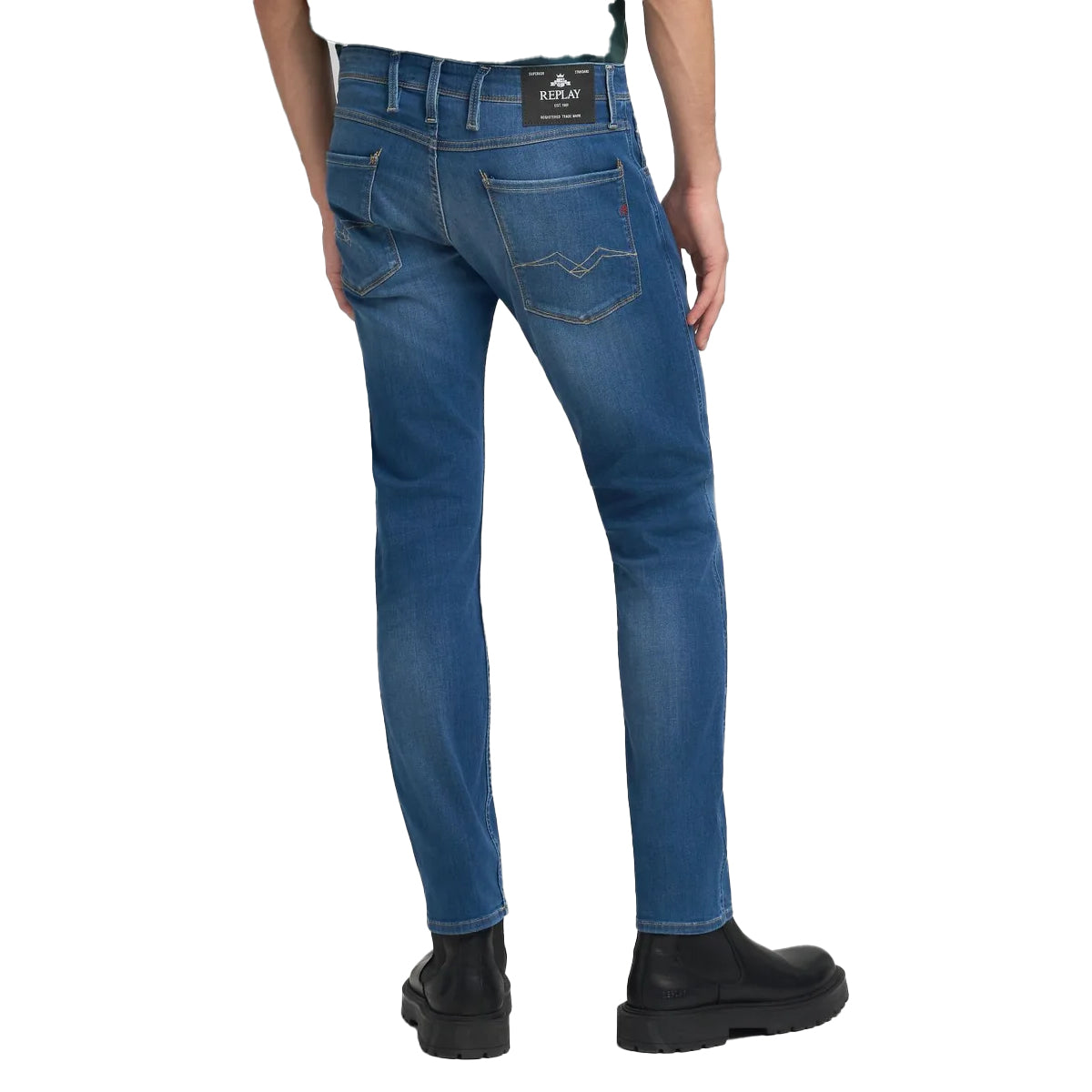 REPLAY ANBASS POWER STRETCH STONEWASH BLUE JEANS M914 41A C38 007