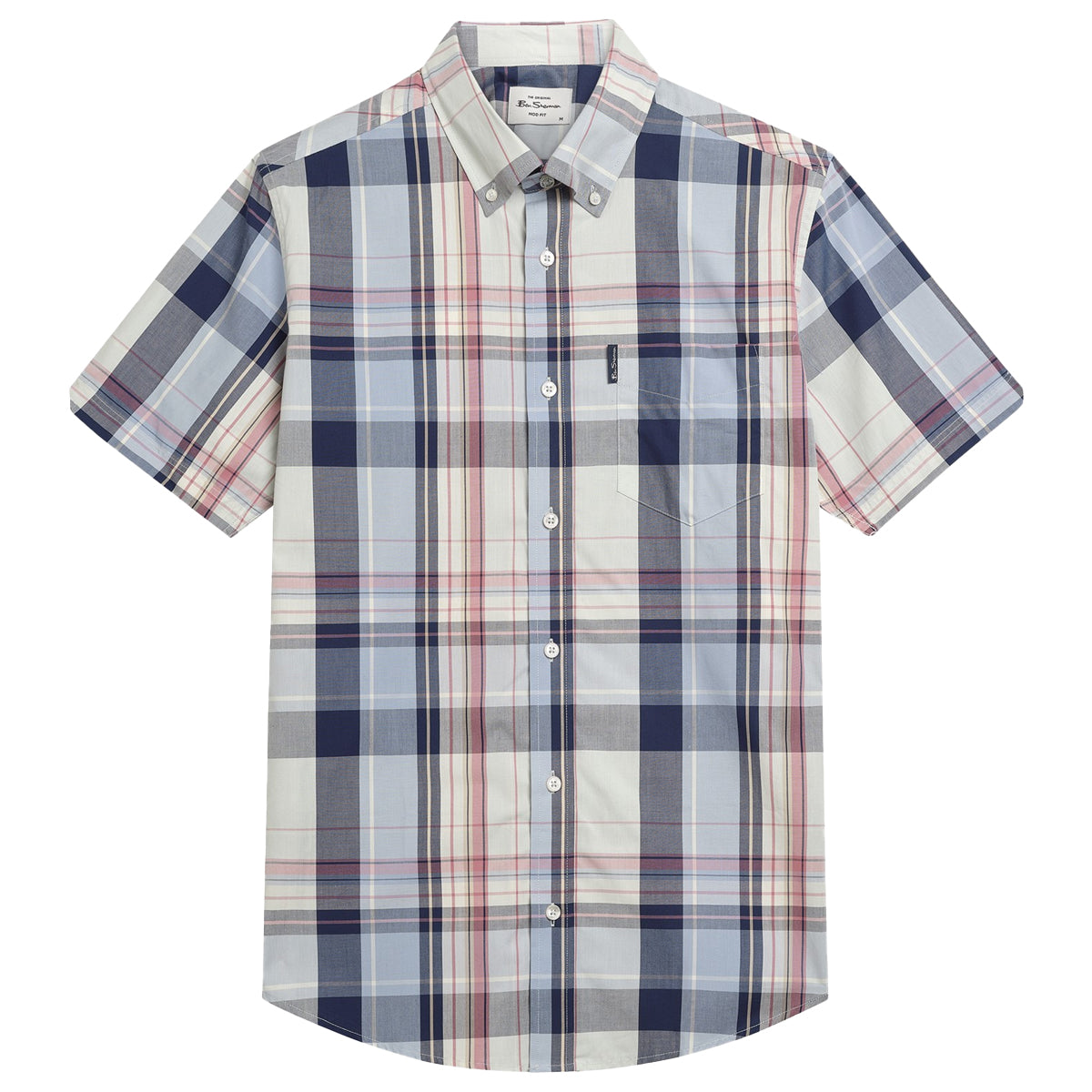 BEN SHERMAN OVERSIZED CHECK S/S SHIRT BLUE GREY 1013433