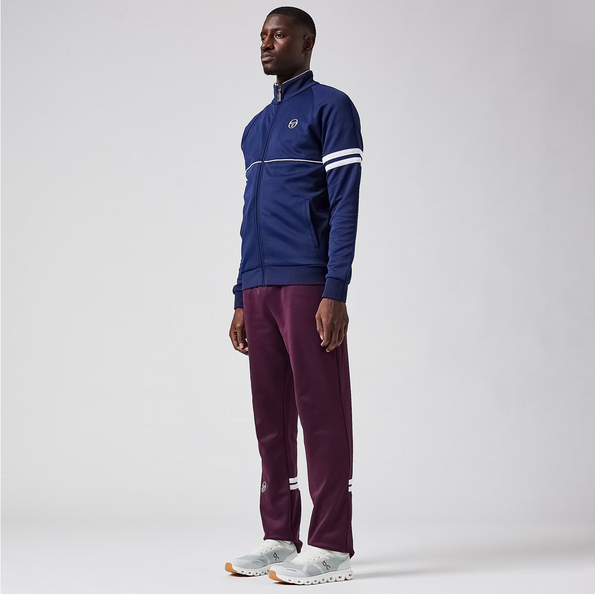 SERGIO TACCHINI ORION TRACK TROUSERS BURGUNDY/CREAM