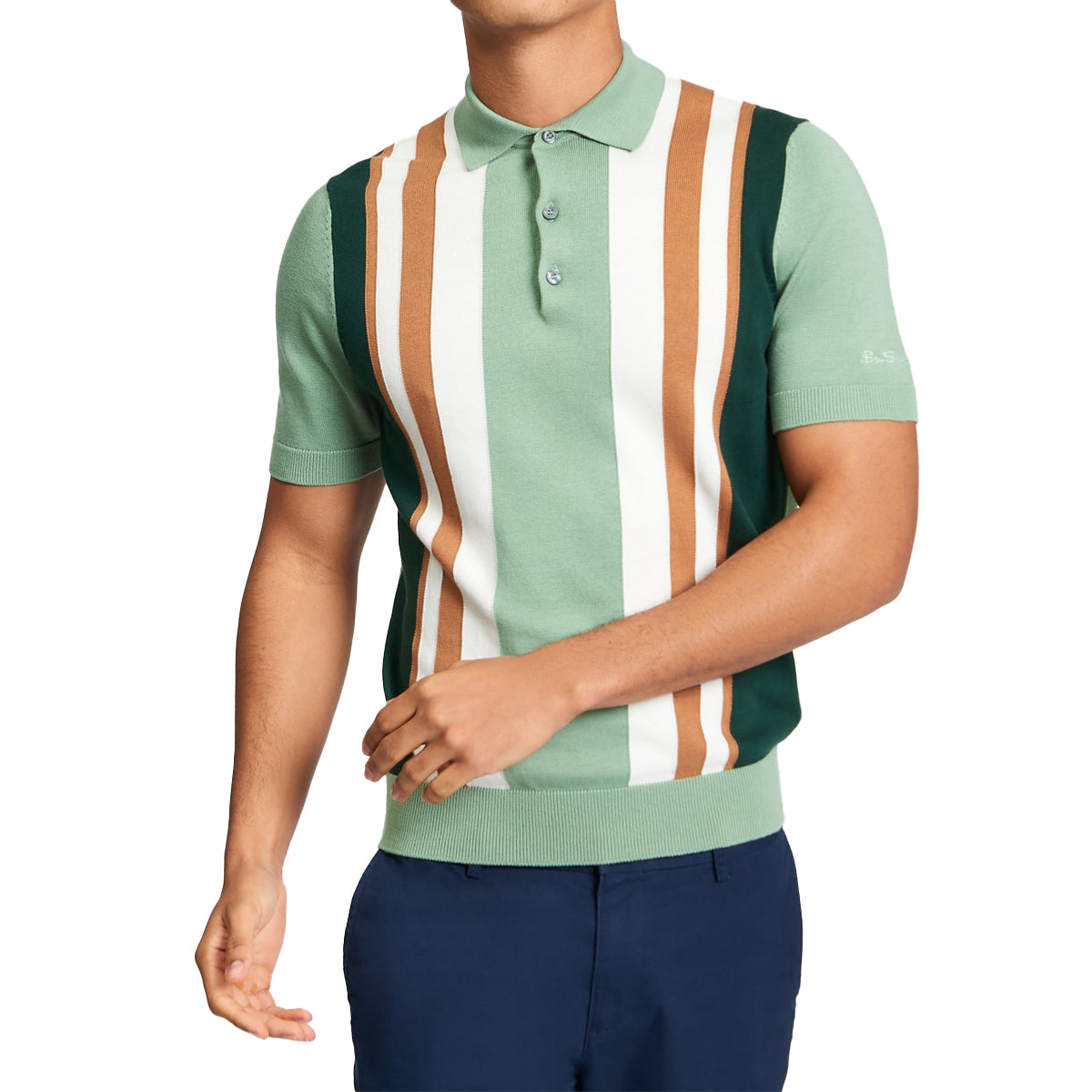 BEN SHERMAN VERTICAL STRIPE POLO SAGE 1013473