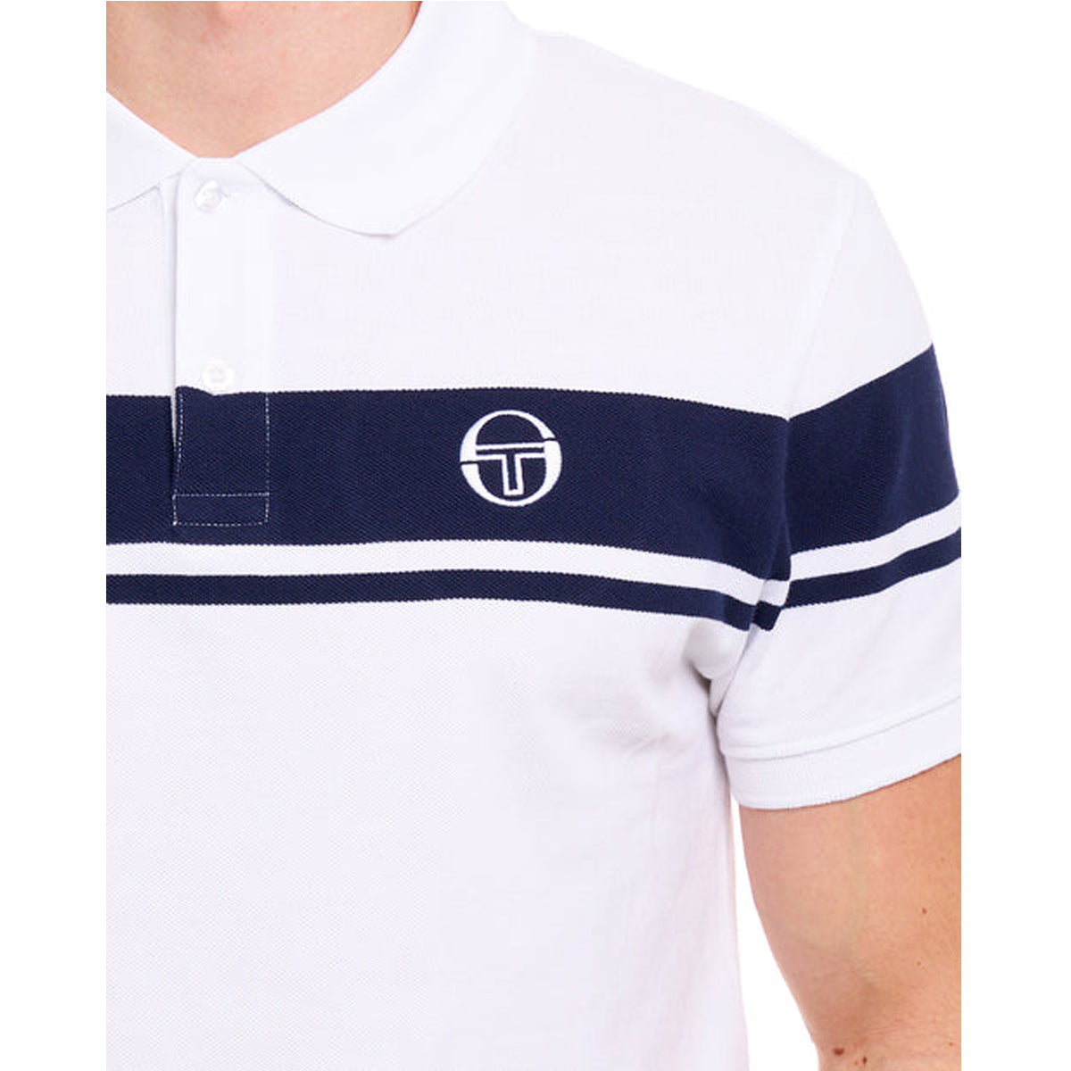 SERGIO TACCHINI YOUNG LINE POLO T-SHIRT WHITE/MARITIME BLUE