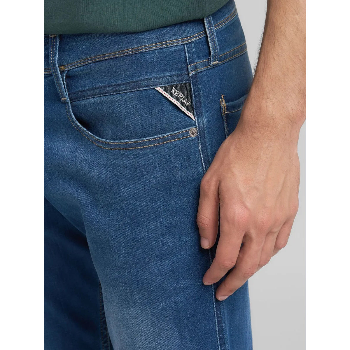 REPLAY ANBASS POWER STRETCH STONEWASH BLUE JEANS M914 41A C38 007