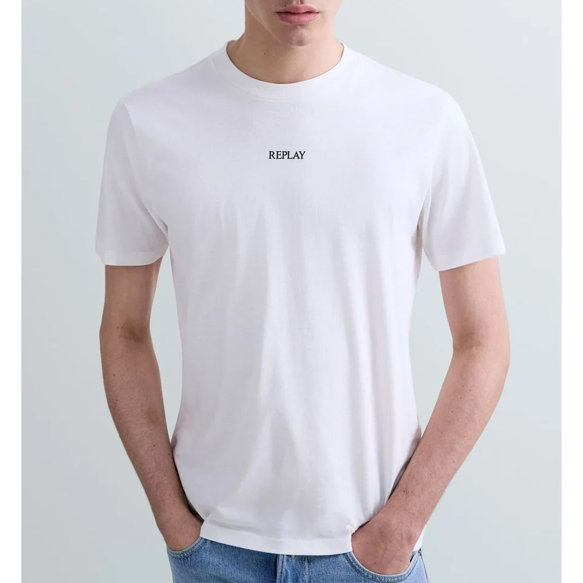 REPLAY MEN'S CENTRE LOGO T-SHIRT M3098 - WHITE