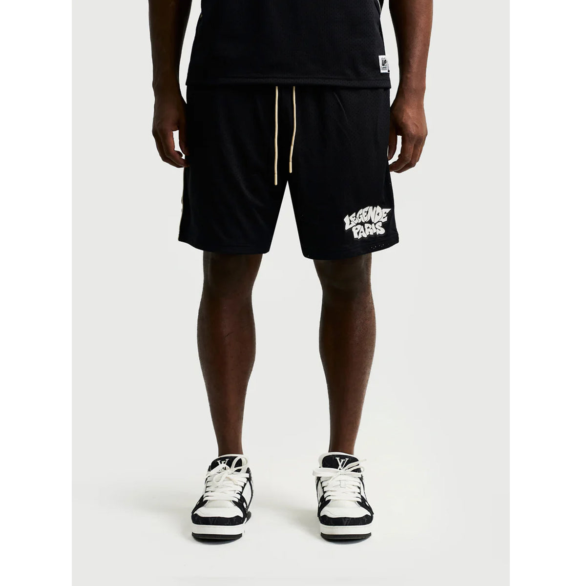 LEGENDE PARIS GRAFFITI MESH SHORTS BLACK