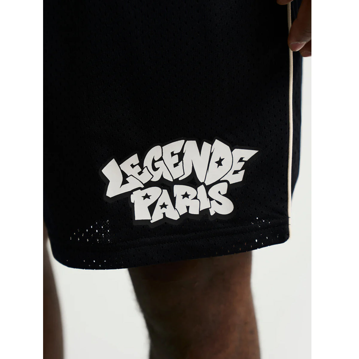 LEGENDE PARIS GRAFFITI MESH SHORTS BLACK