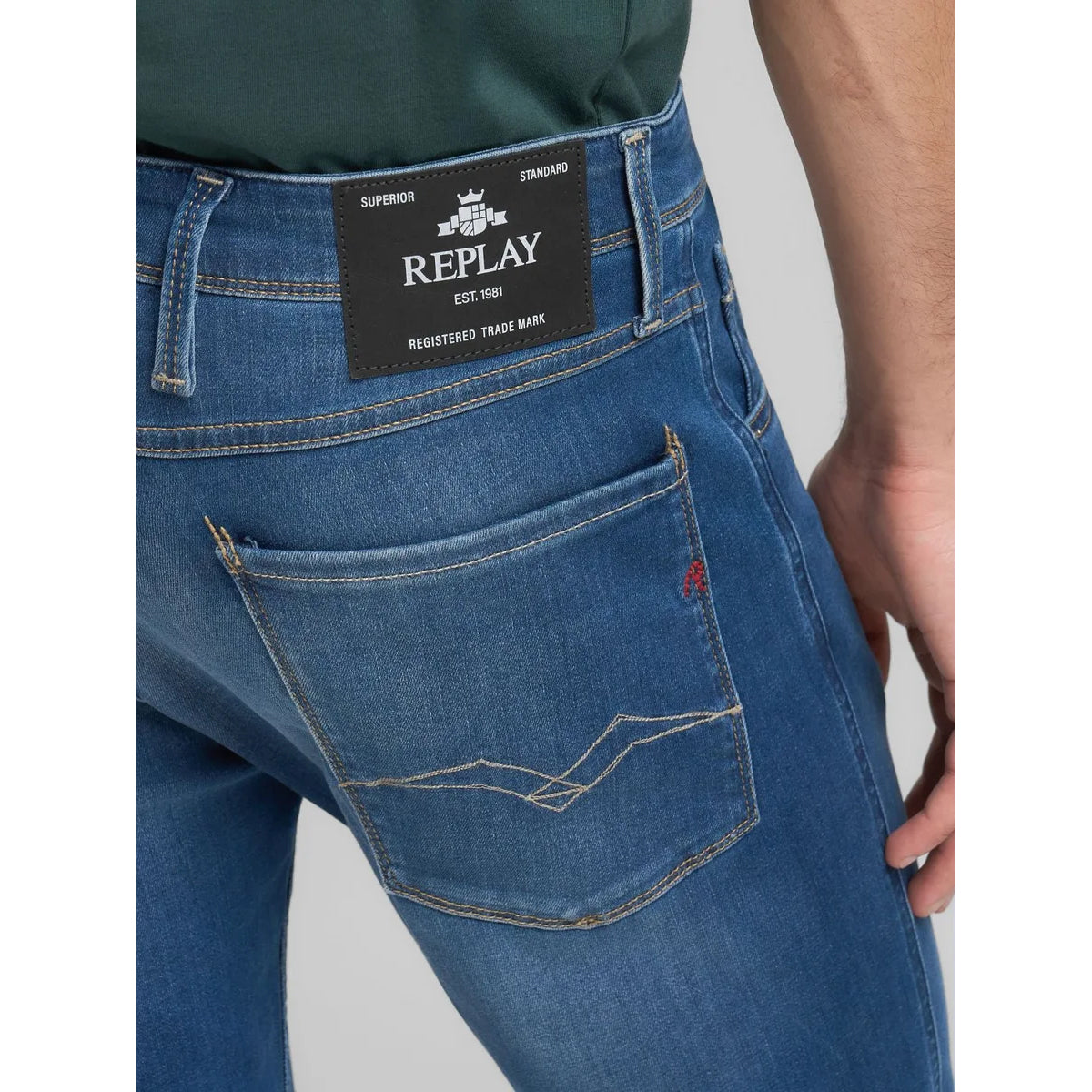 REPLAY ANBASS POWER STRETCH STONEWASH BLUE JEANS M914 41A C38 007
