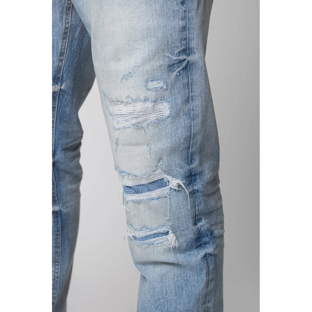 VALERE BALANCIA LIGHT BLUE RIPPED REPAIR JEANS
