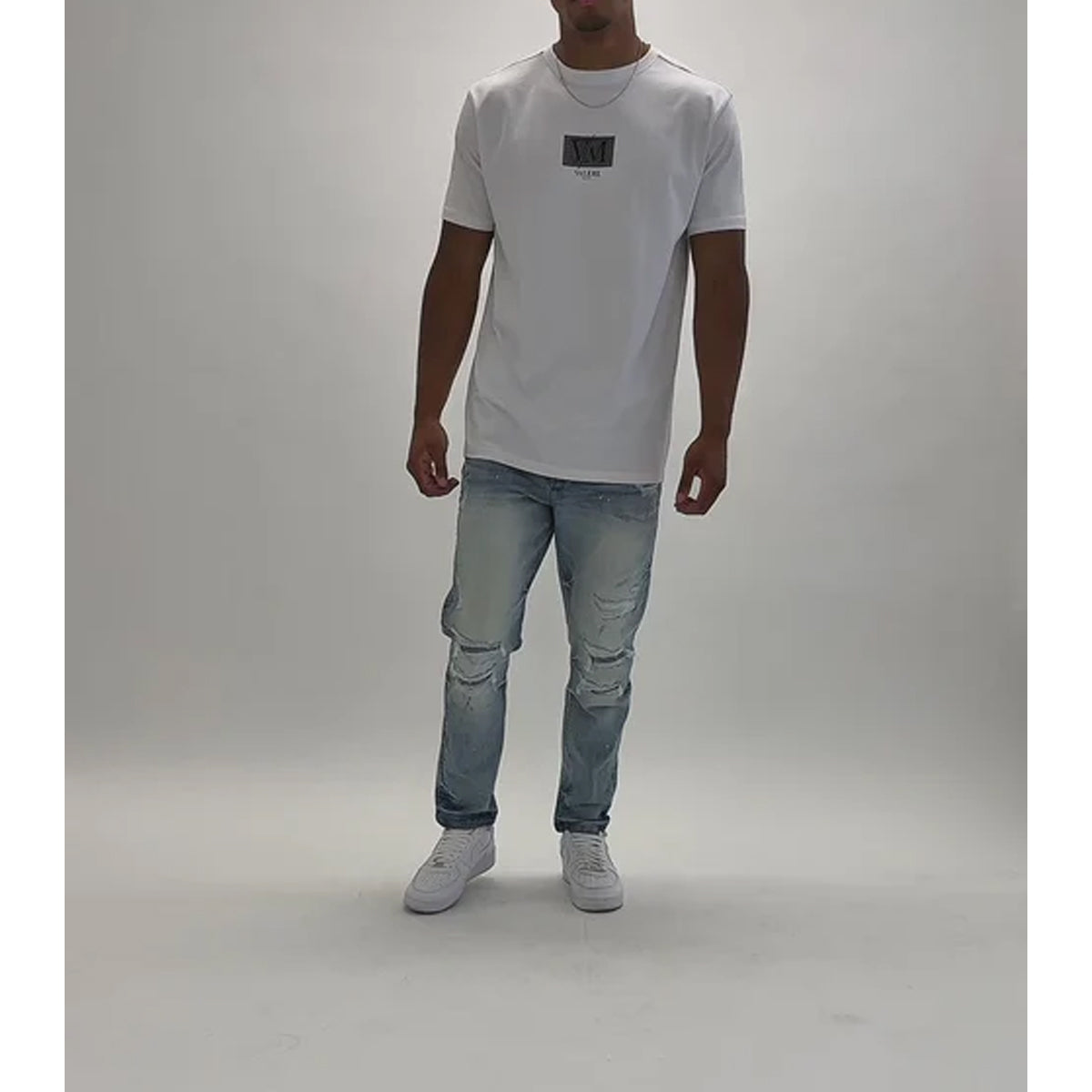 VALERE BALANCIA LIGHT BLUE RIPPED REPAIR JEANS