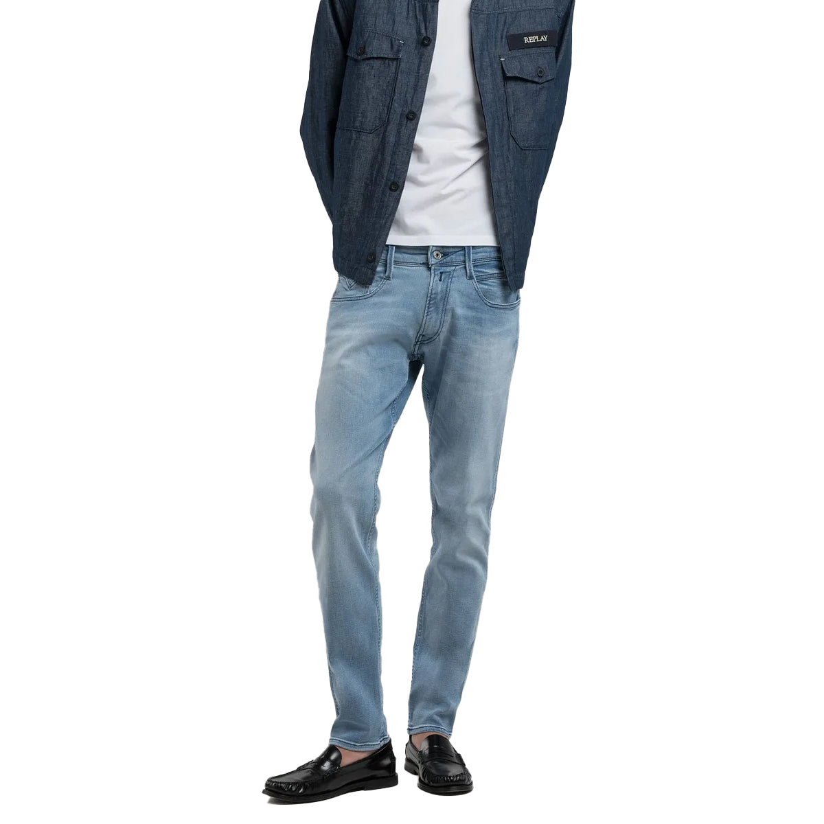 REPLAY ANBASS POWER STRETCH LIGHT BLUE JEANS M914Y 261 C42 010
