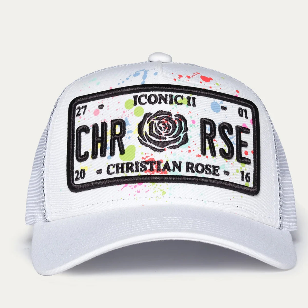 CHRISTIAN ROSE ICONIC II PLATE WHITE PAINT SPLAT