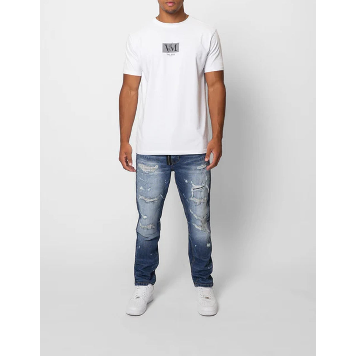 VALERE CENGALO BLUE RIPPED REPAIR JEANS