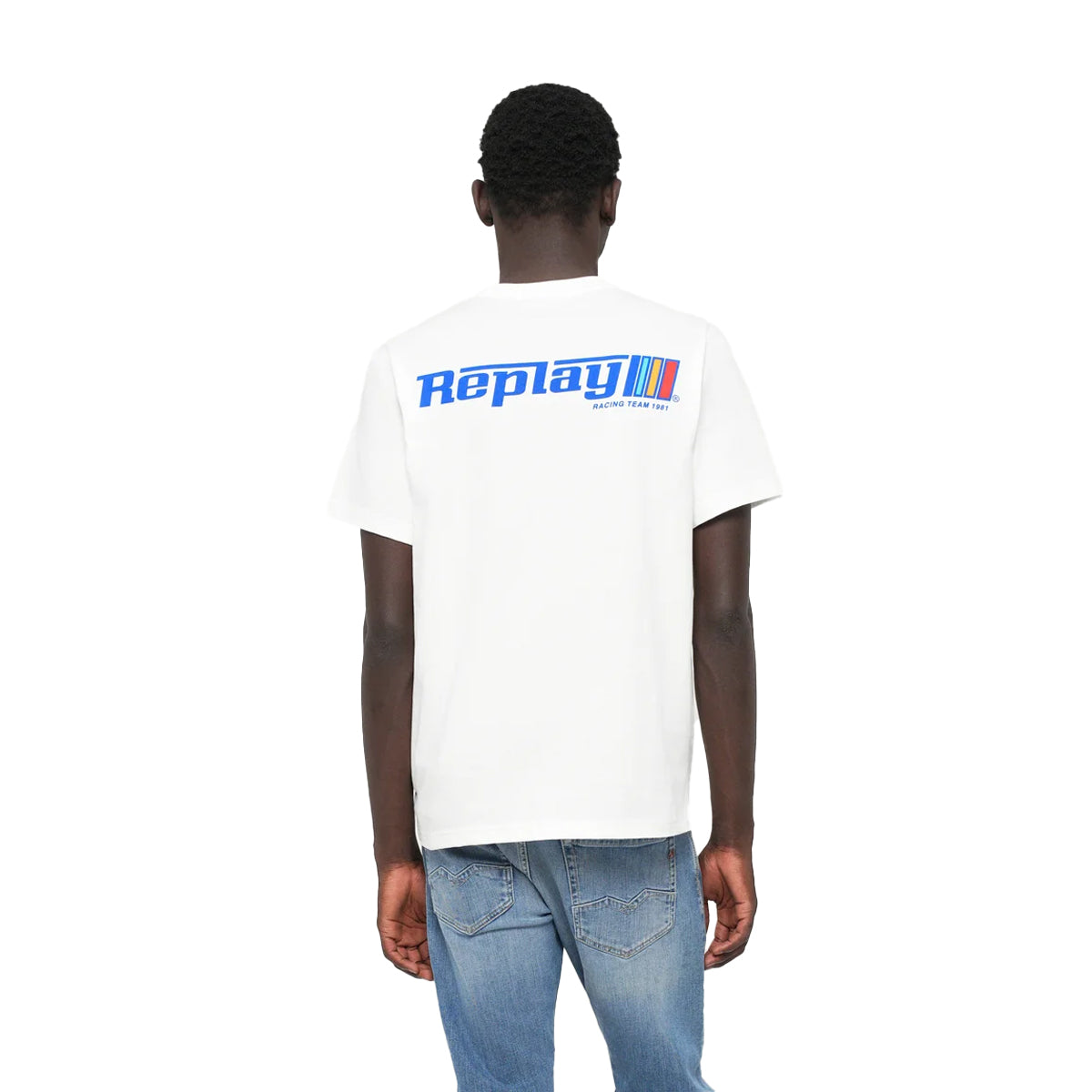 REPLAY LOGO GRAPHIC OFF WHITE T-SHIRT M3329