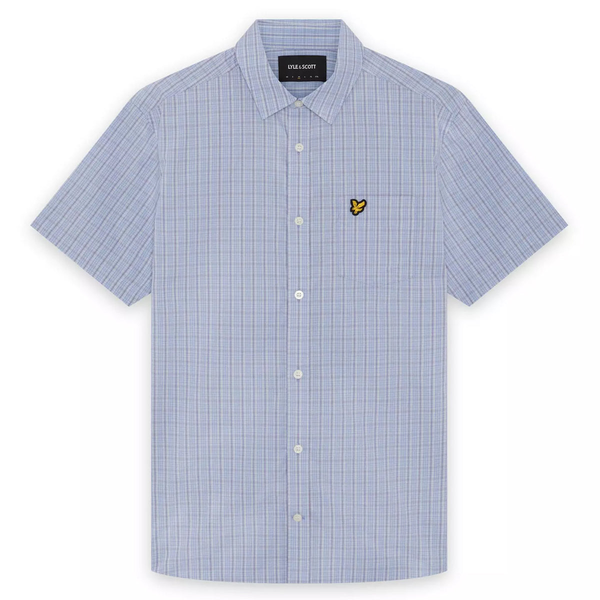 LYLE & SCOTT SHORT SLEEVE GRID CHECK SHIRT CHALK BLUE SW2415V