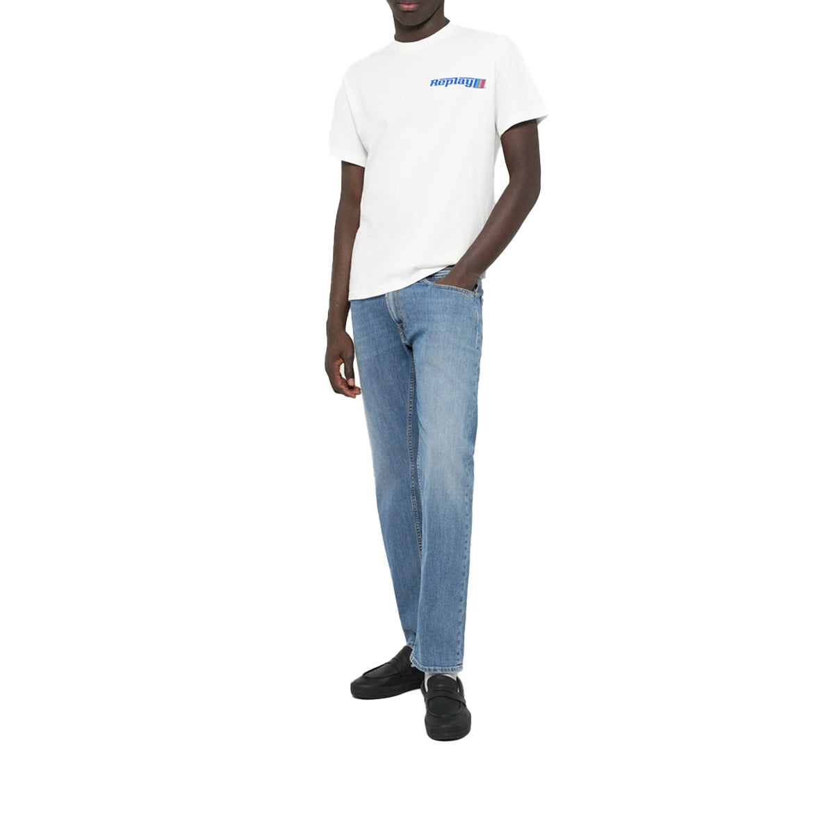 REPLAY LOGO GRAPHIC OFF WHITE T-SHIRT M3329