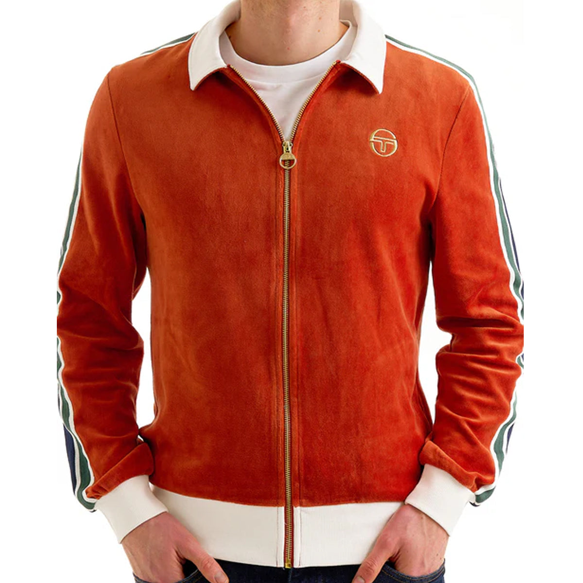 SERGIO TACCHINI MONTE VELOUR TRACK JACKET ROOIBOS/GARDENIA
