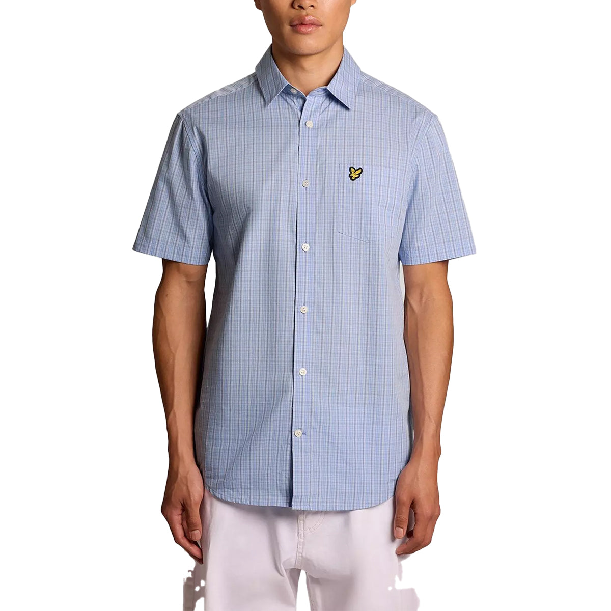 LYLE & SCOTT SHORT SLEEVE GRID CHECK SHIRT CHALK BLUE SW2415V