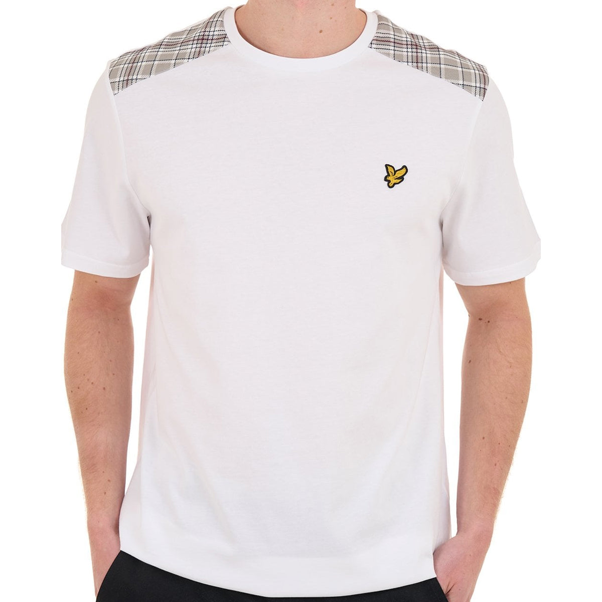 LYLE & SCOTT CHECK PANELLED T-SHIRT TS2460V WHITE