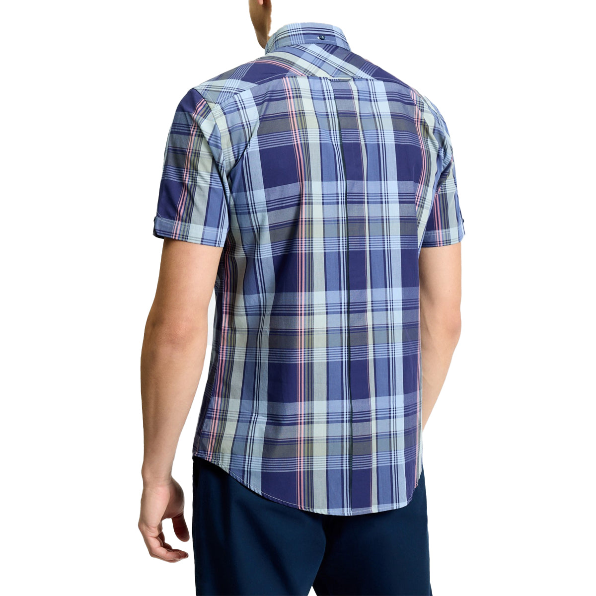 BEN SHERMAN BLOCK CHECK S/S SHIRT DENIM BLUE 1013431