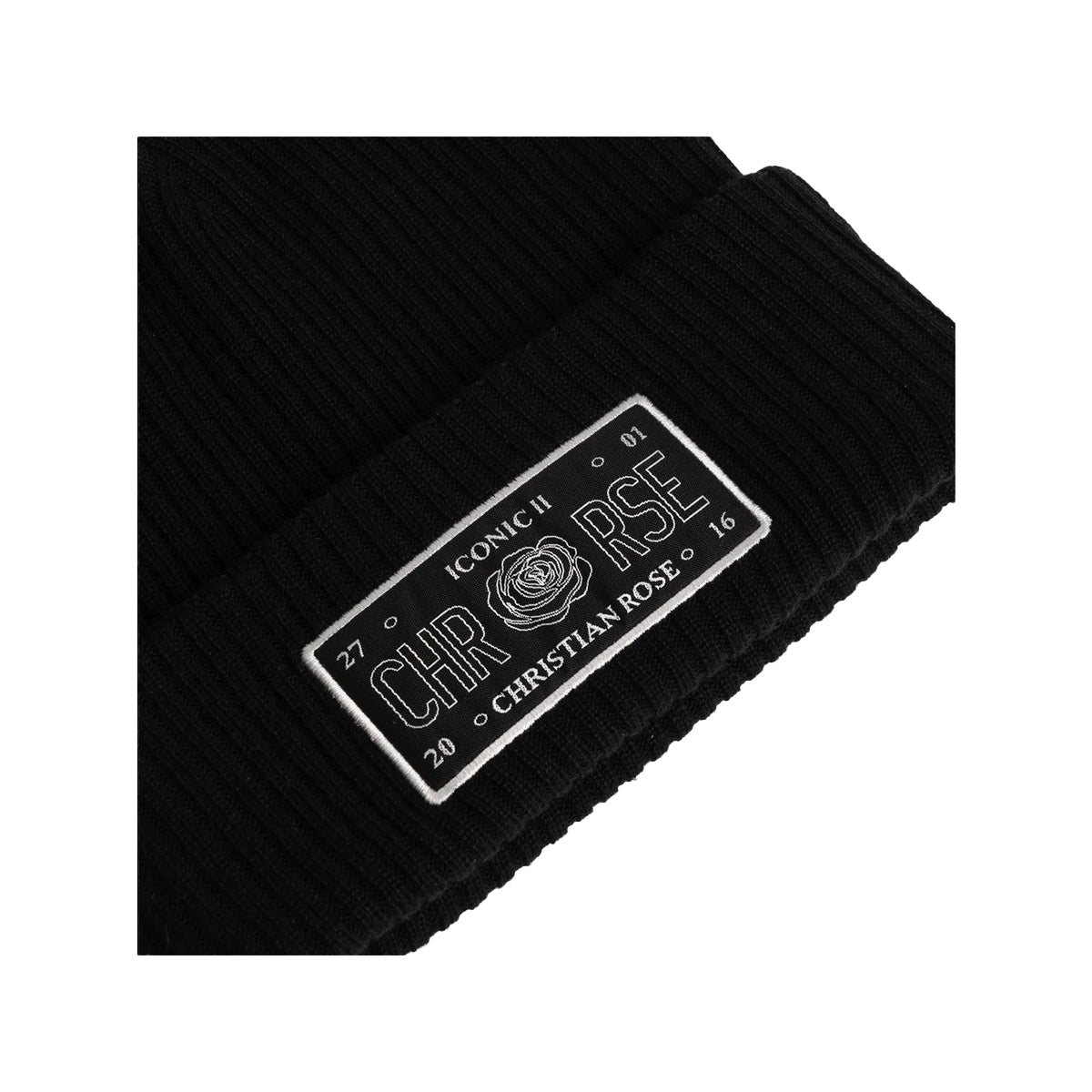 CHRISTIAN ROSE ICONIC 11 BEANIE - BLACK/WHITE